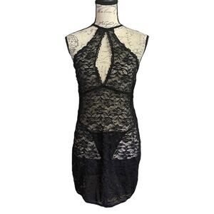 Black Lace Keyhole Stretch Nighty Pajama 2XL NWOT